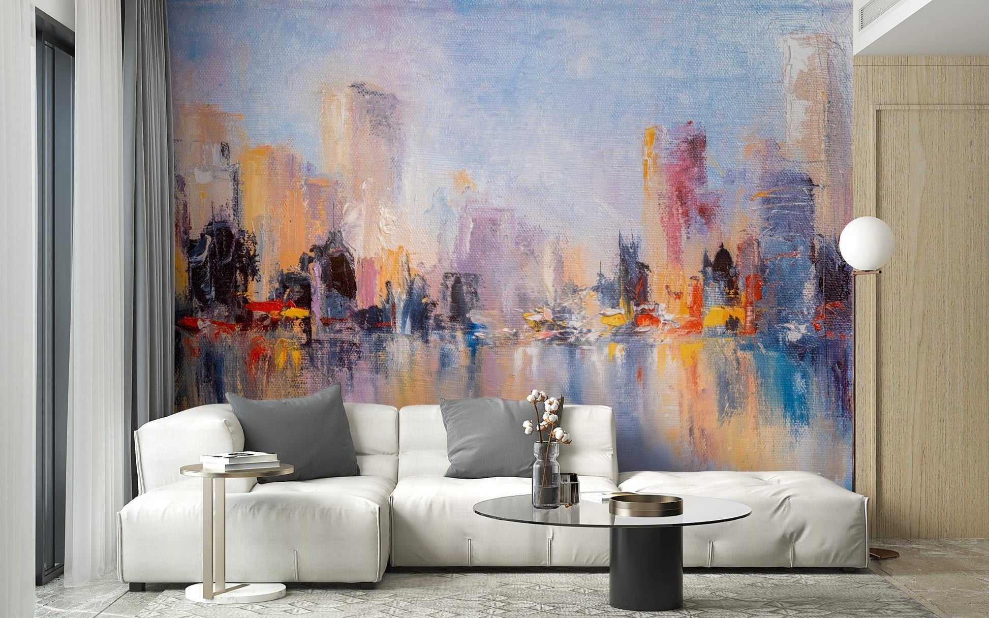 City Skyline Oil Paint Wallpaper - Giffywalls A705