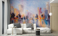 City Skyline Oil Paint Wallpaper - Giffywalls A705