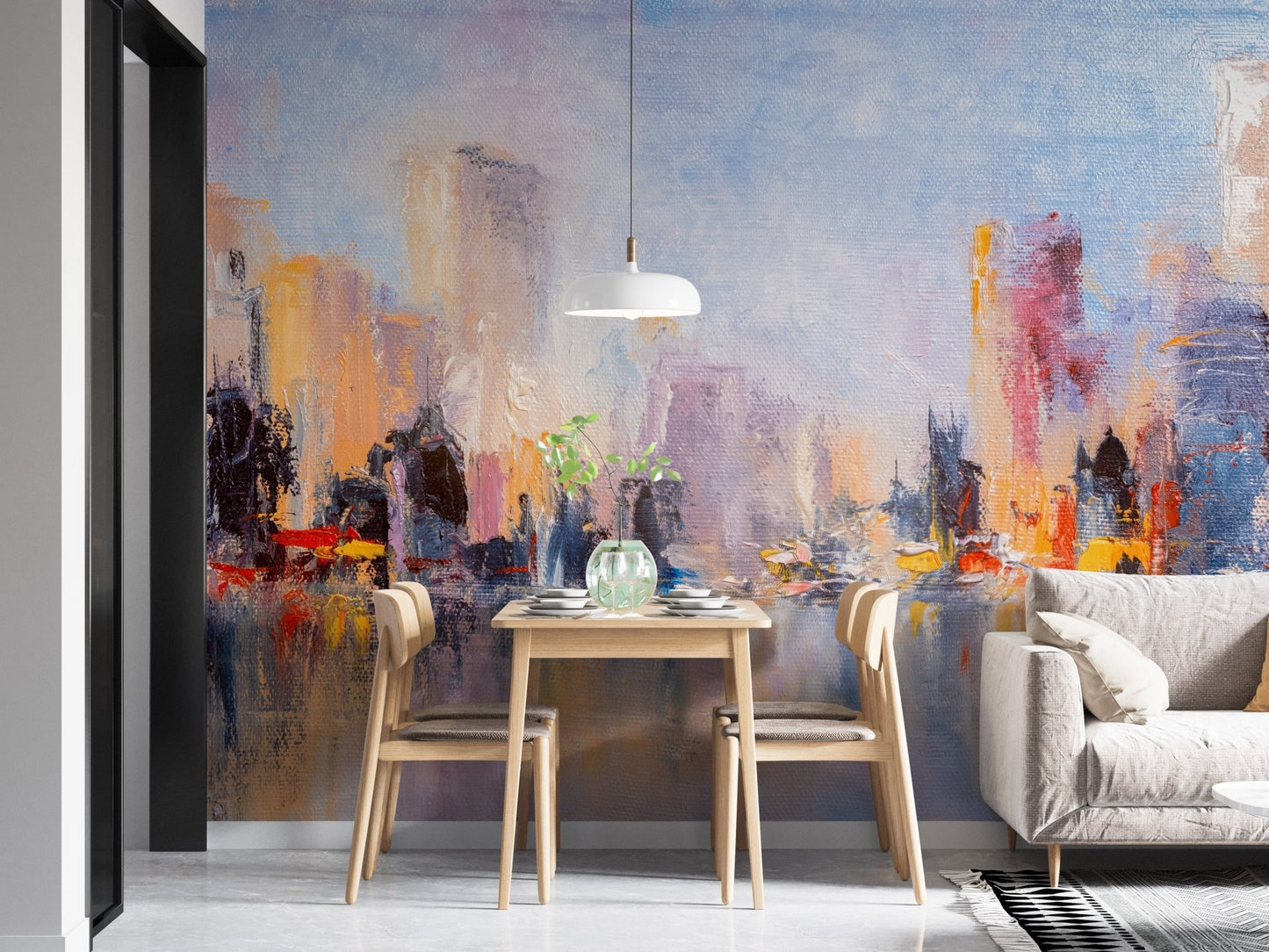 City Skyline Oil Paint Wallpaper - Giffywalls A705