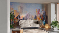 City Skyline Oil Paint Wallpaper - Giffywalls A705