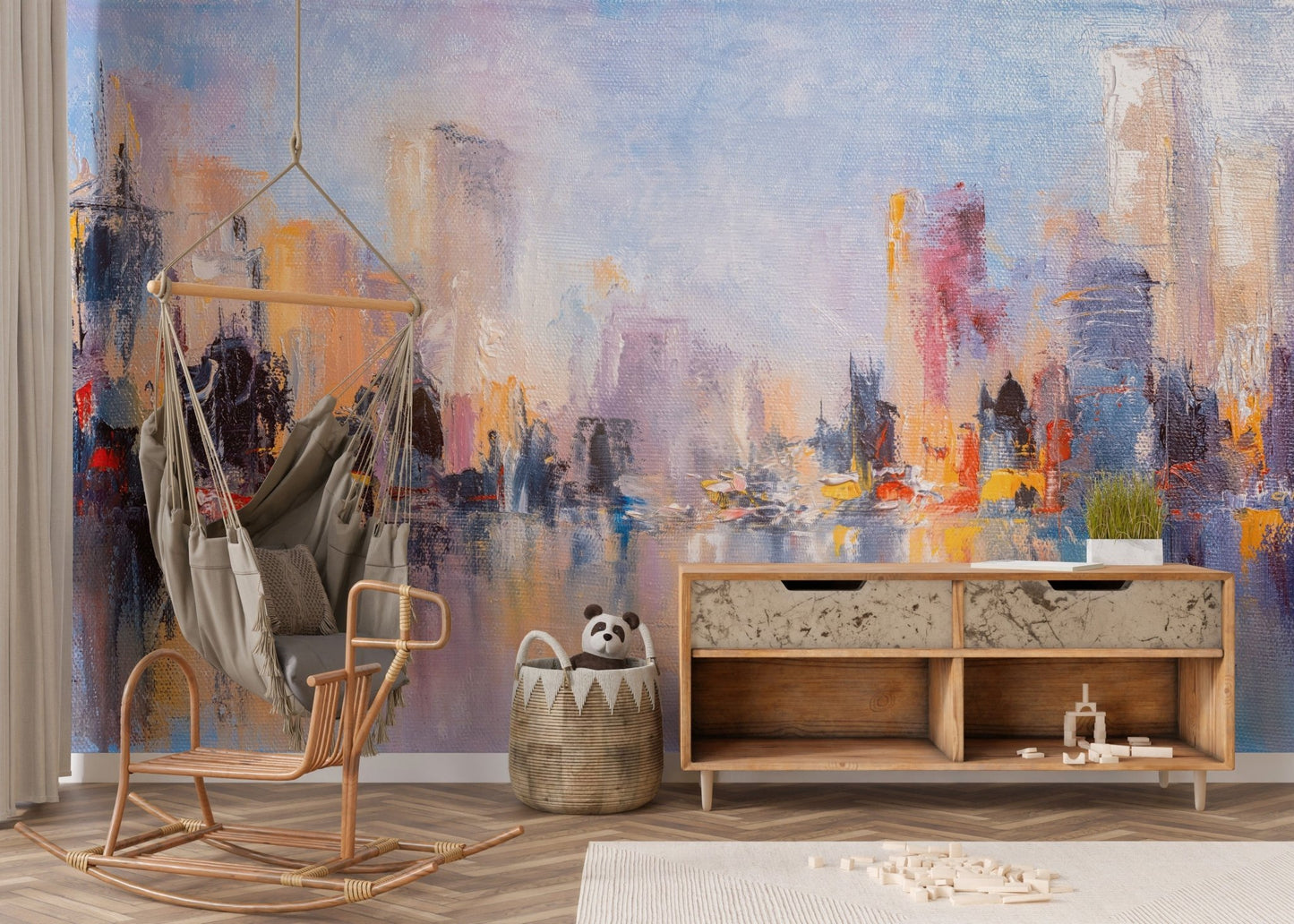 City Skyline Oil Paint Wallpaper A705