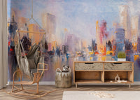 City Skyline Oil Paint Wallpaper A705