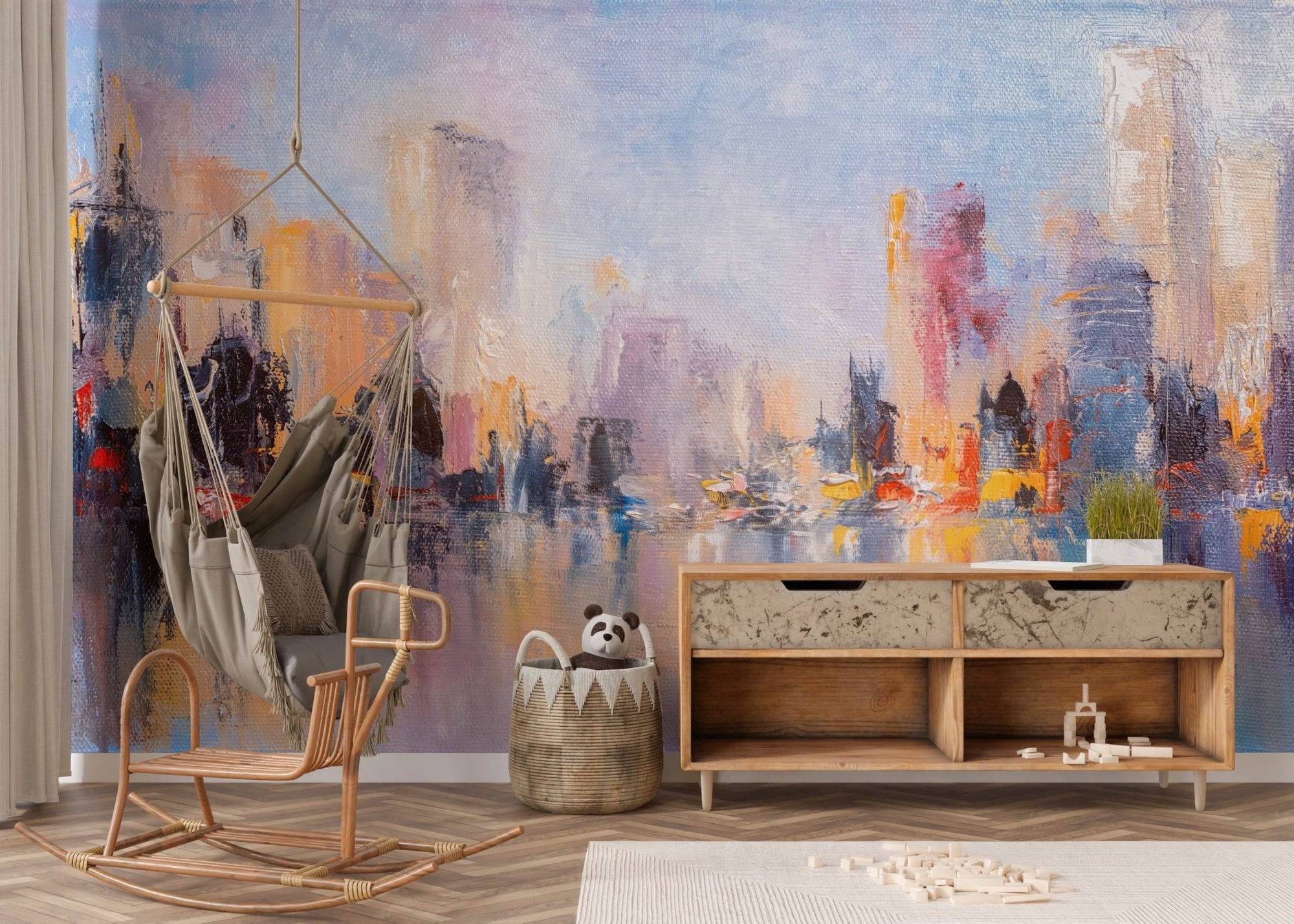 City Skyline Oil Paint Wallpaper A705
