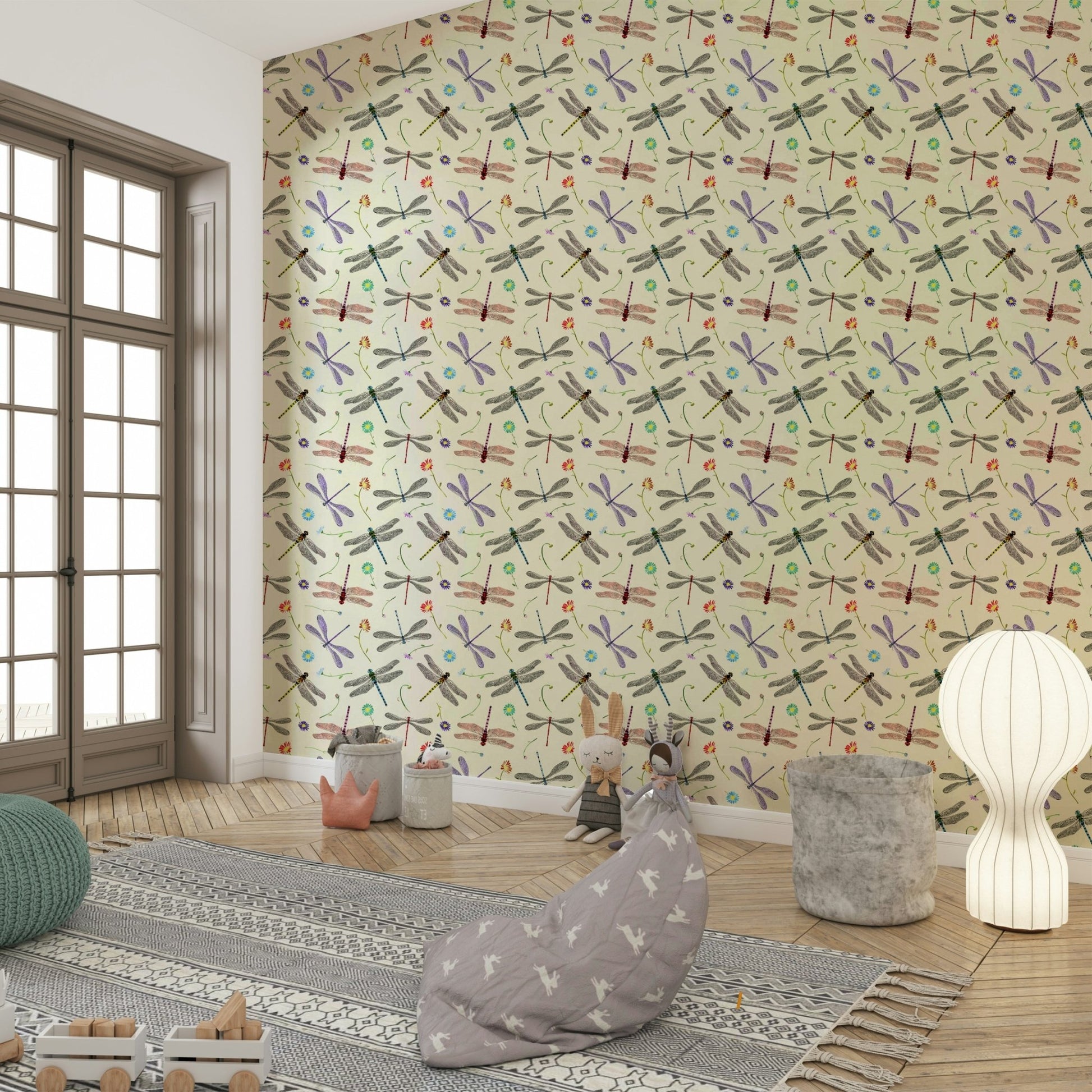 Elegant insect-themed wallpaper for modern and eclectic interiors.

