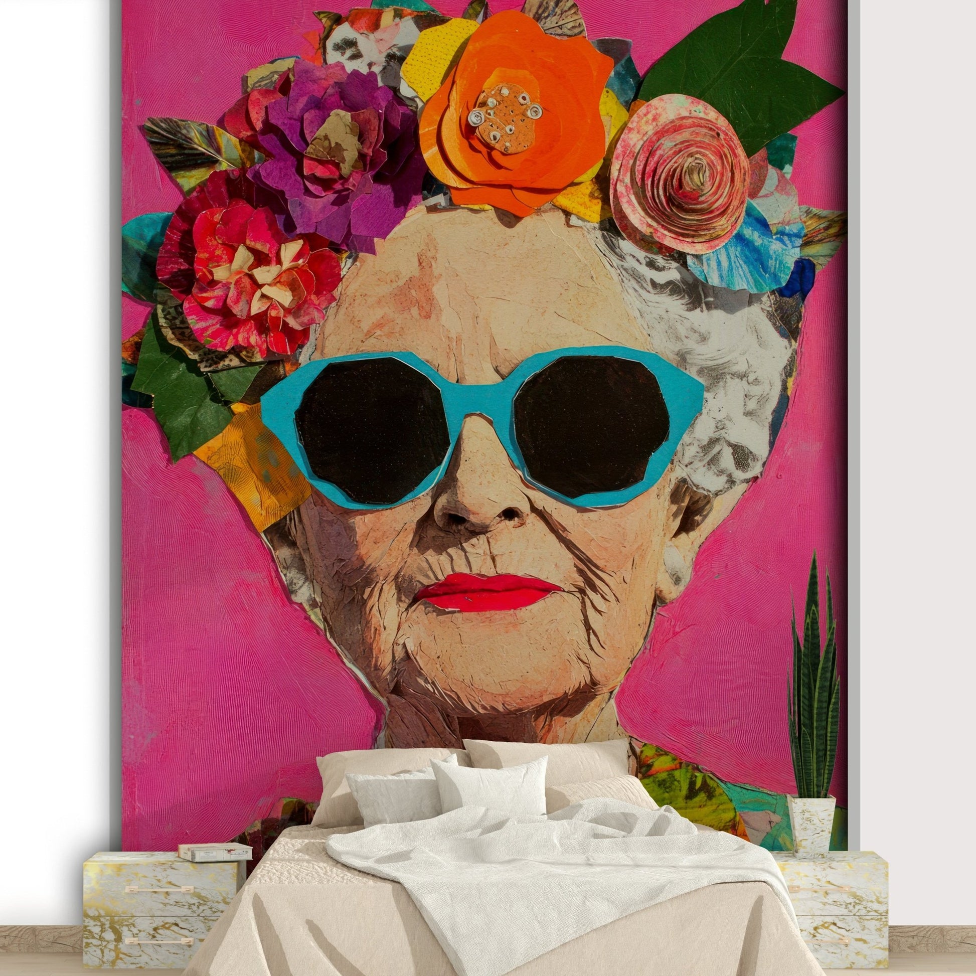 artistic woman with flowers in her hair

