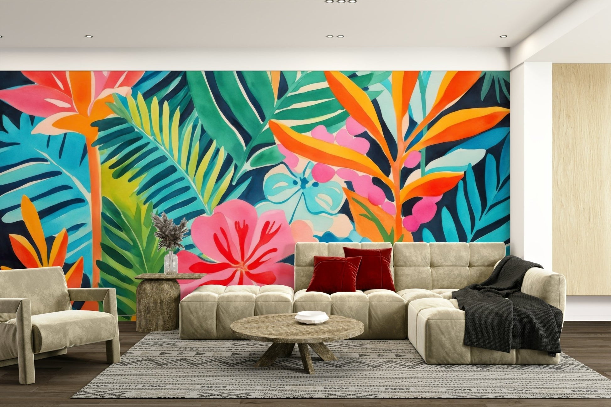 High-quality image of the colorful exotic garden mural

