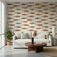 Playful underwater scene wallpaper for a lively children's playroom area.