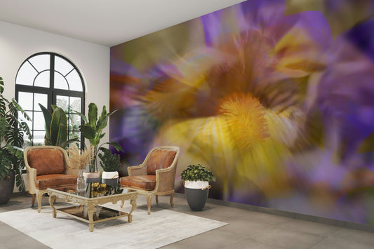 A vibrant and abstract wall mural.
