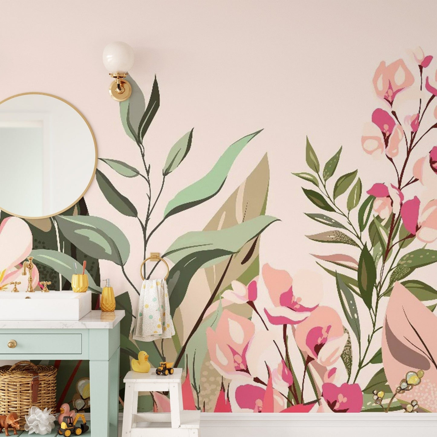 Modern colorful floral wallpaper flowers-011
