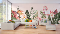 Colorful botanical wallpaper decor for living room flowers-011
