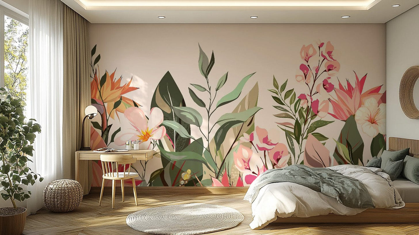 Tropical floral mural for walls flowers-011
