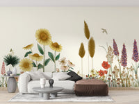 Colorful Sunflower Field Wallpaper Mural - Giffywalls