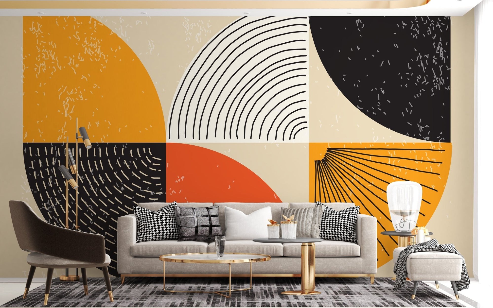 Vibrant geometric Art Deco wallpaper design A225

