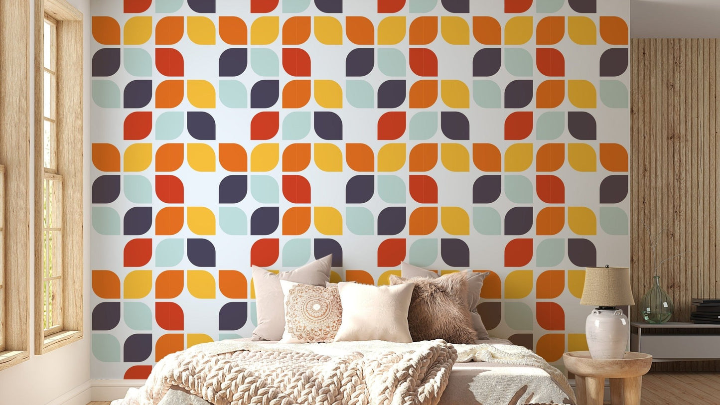 Retro charm geometric wallpaper for bold decor