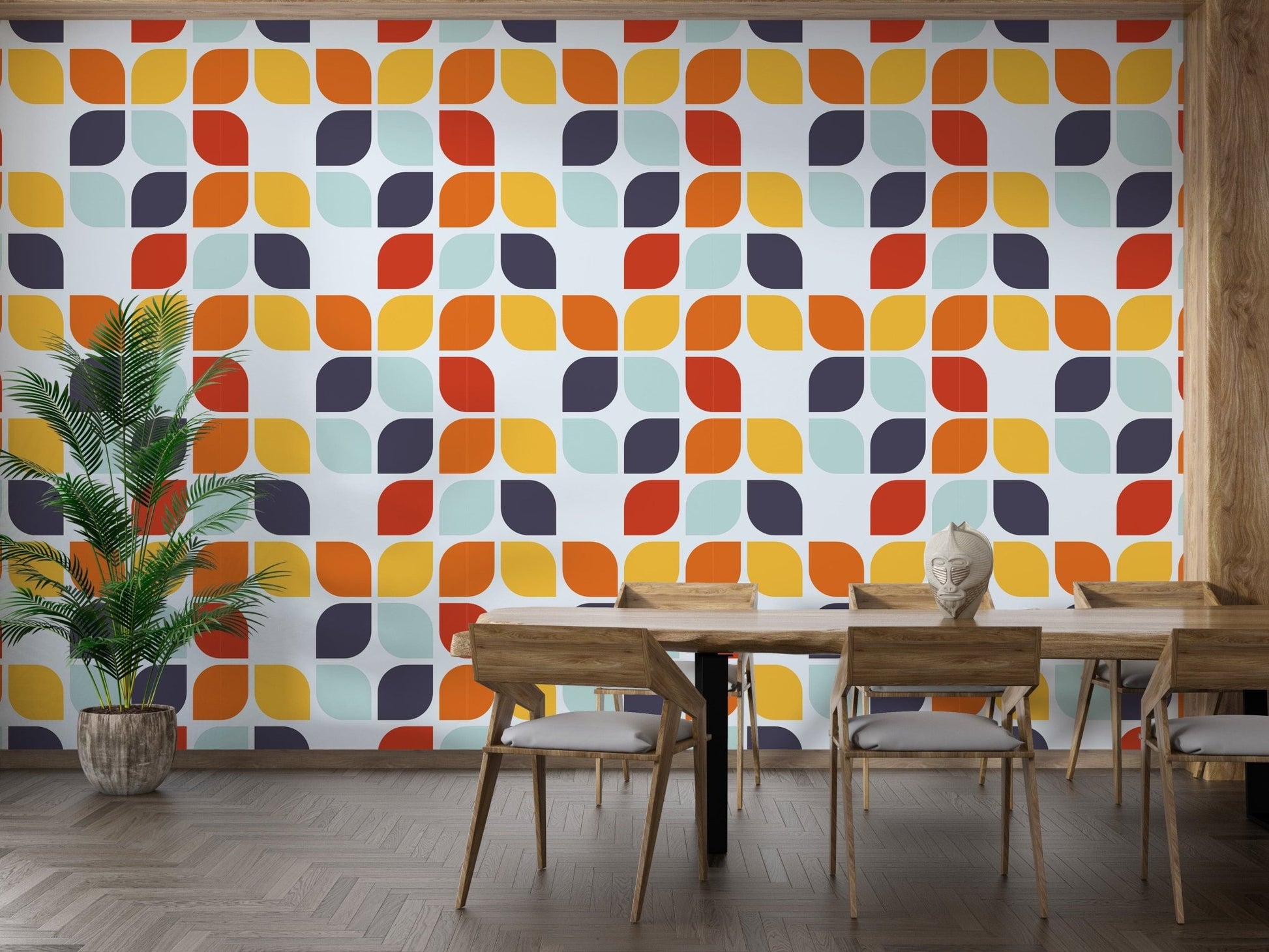 Modern twist on retro geometric wallpaper