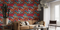 Dynamic graffiti seamless wallpaper for bold wall decor.