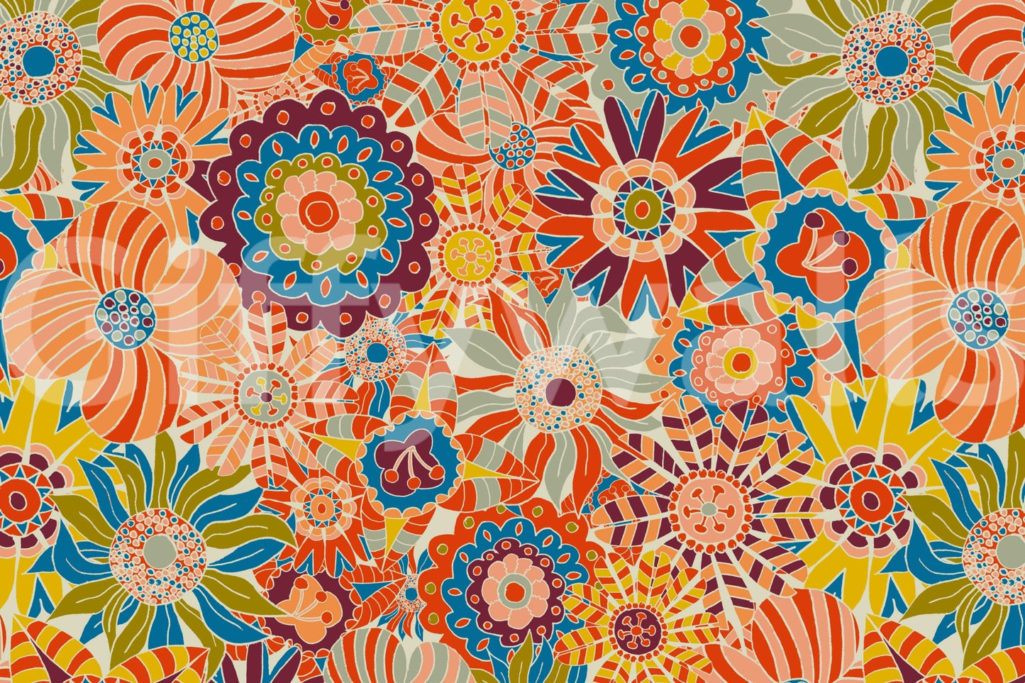 Colorful Groovy Blooms Wall Mural