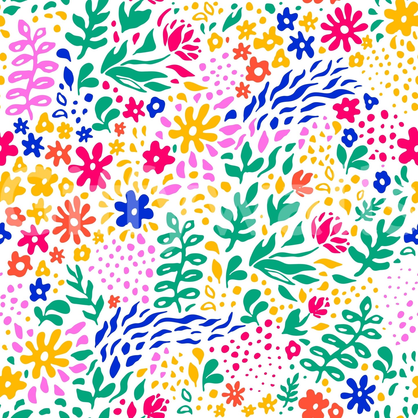A seamless pattern of flowers and leaves on a wall

