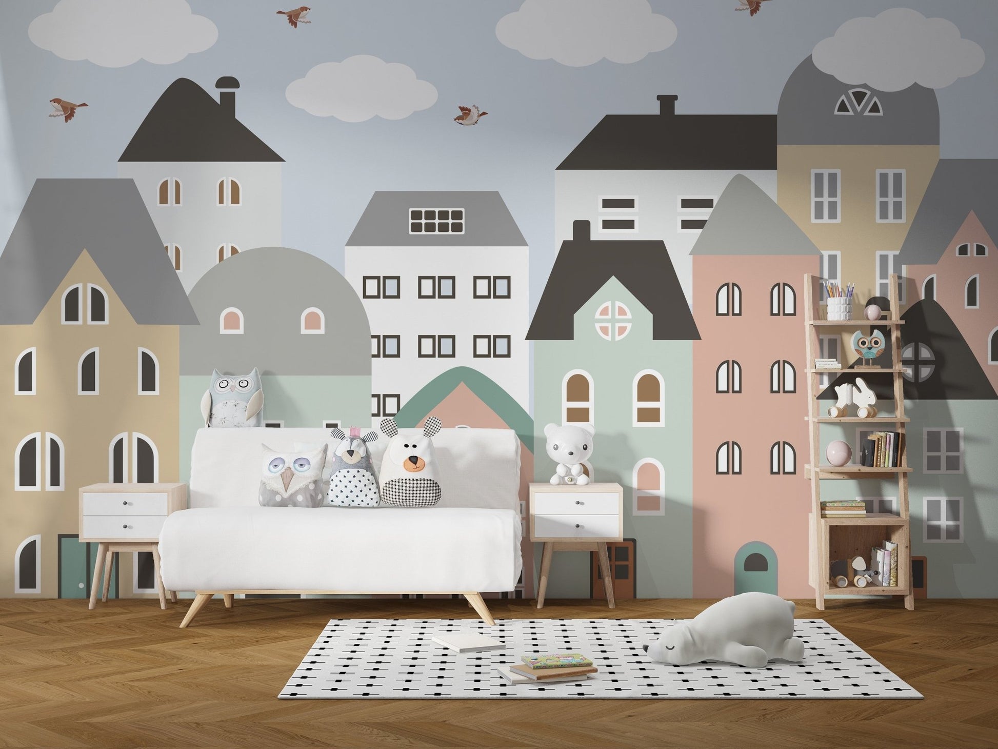 Vibrant cityscape wallpaper for children A666