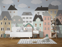 Vibrant cityscape wallpaper for children A666