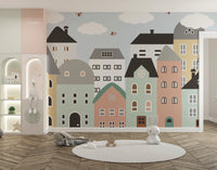 Fun city murals for kids playroom walls A666