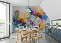 Colorful Ink Floral Dreams ethereal bloom wallpaper for walls