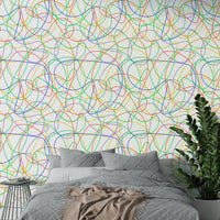 Colorful linear wall mural.
