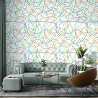 Mural of colorful, dynamic lines.
