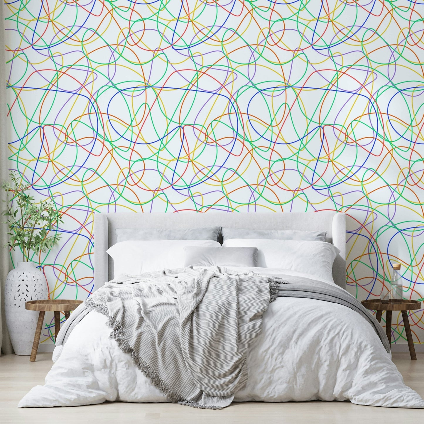 Playful line art mural.
