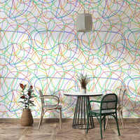 Wall mural with a bright line design.
