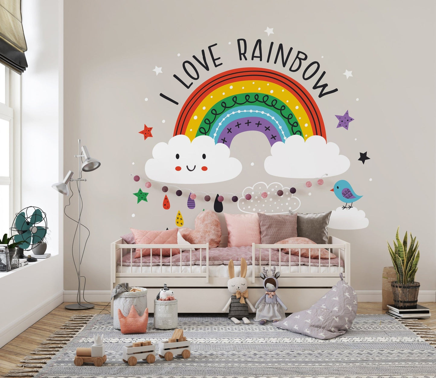 Colorful Rainbow & White clouds Wallpaper - Giffywalls