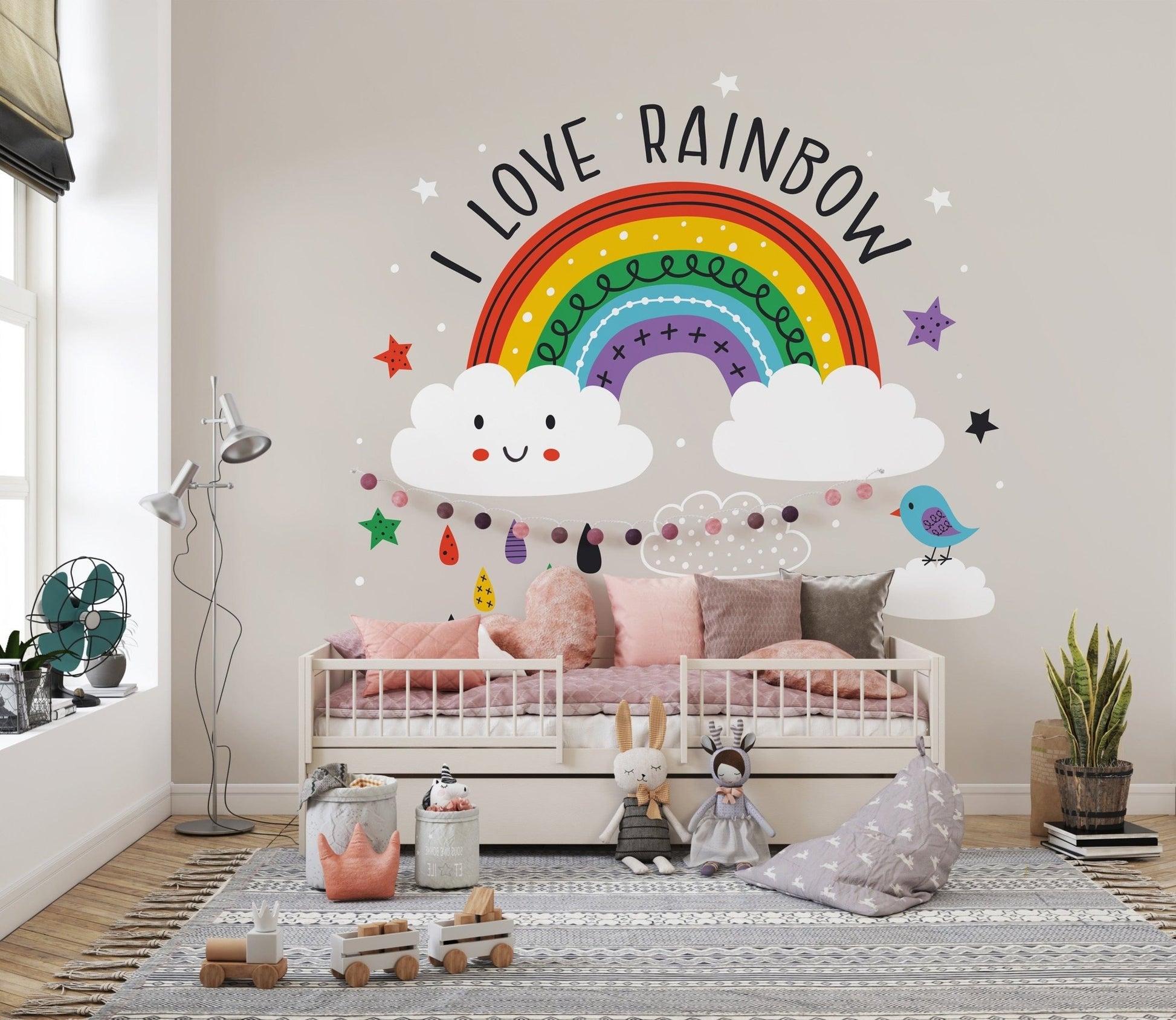 Colorful Rainbow & White clouds Wallpaper - Giffywalls