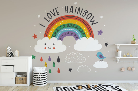 Colorful rainbow and clouds wallpaper
