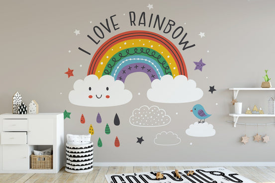 Colorful rainbow and clouds wallpaper B001
