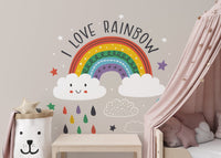 Cheerful rainbow and cloud wallpaper art
