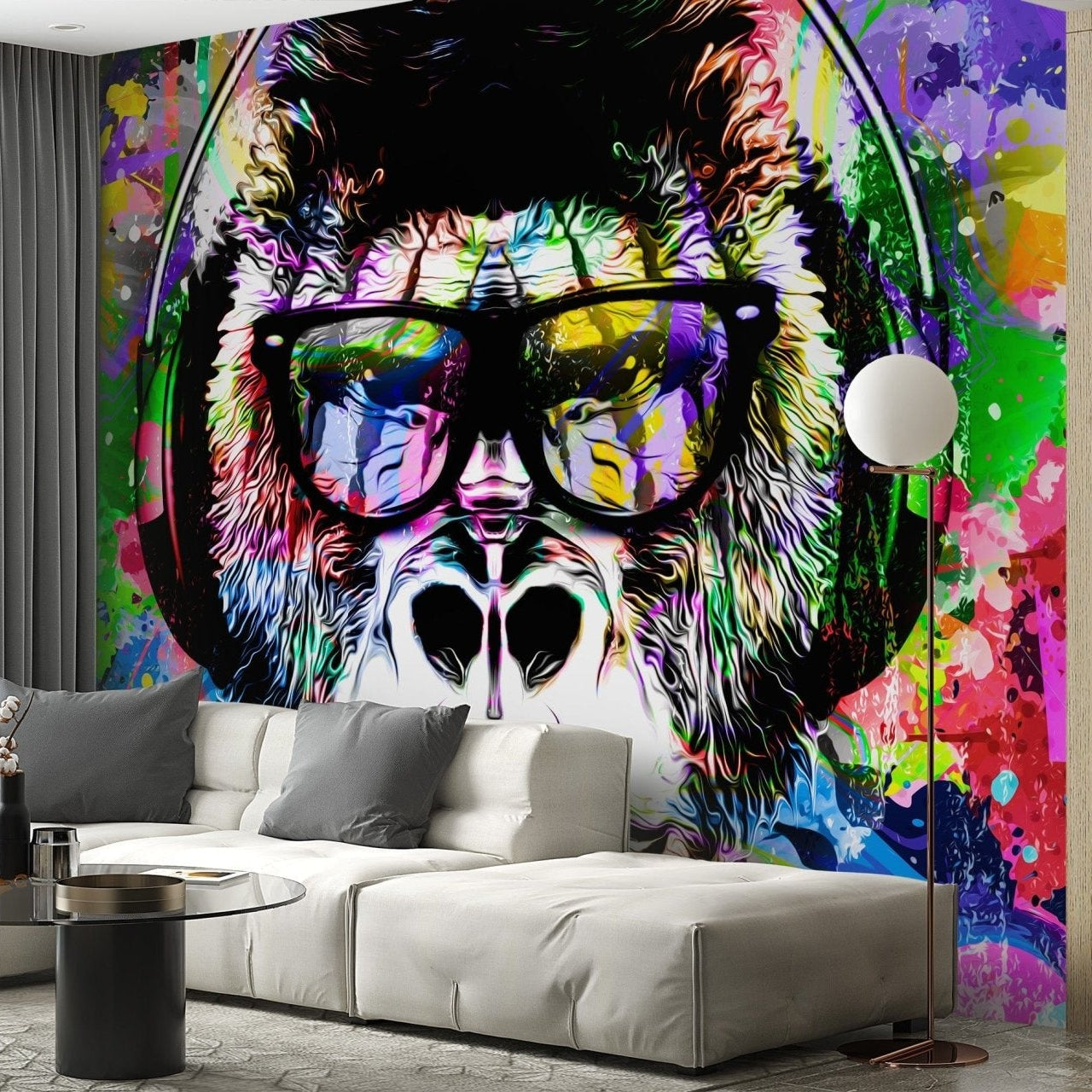 Colorful Monkey Graffiti Wallpaper Mural - Giffywalls, B316