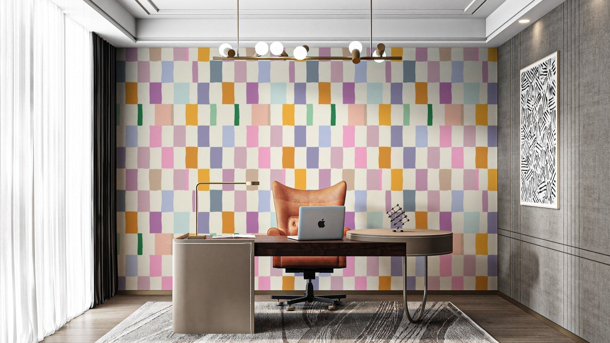 Removable wallpaper with vibrant mosaic design, AN99