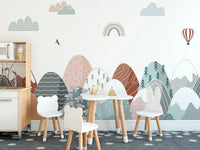 Kids' colorful mountain-themed wallpaper A894