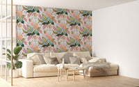 Colorful blooming flower mural pattern B084