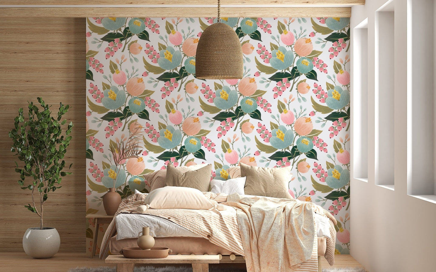 Pastel flower mural with a fresh look B084