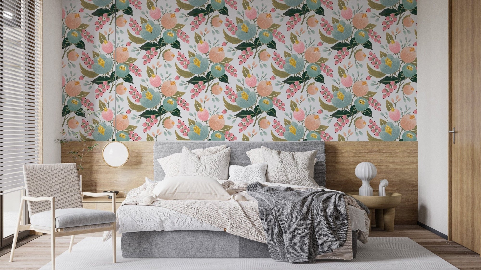 Colorful spring flower mural with charm B084