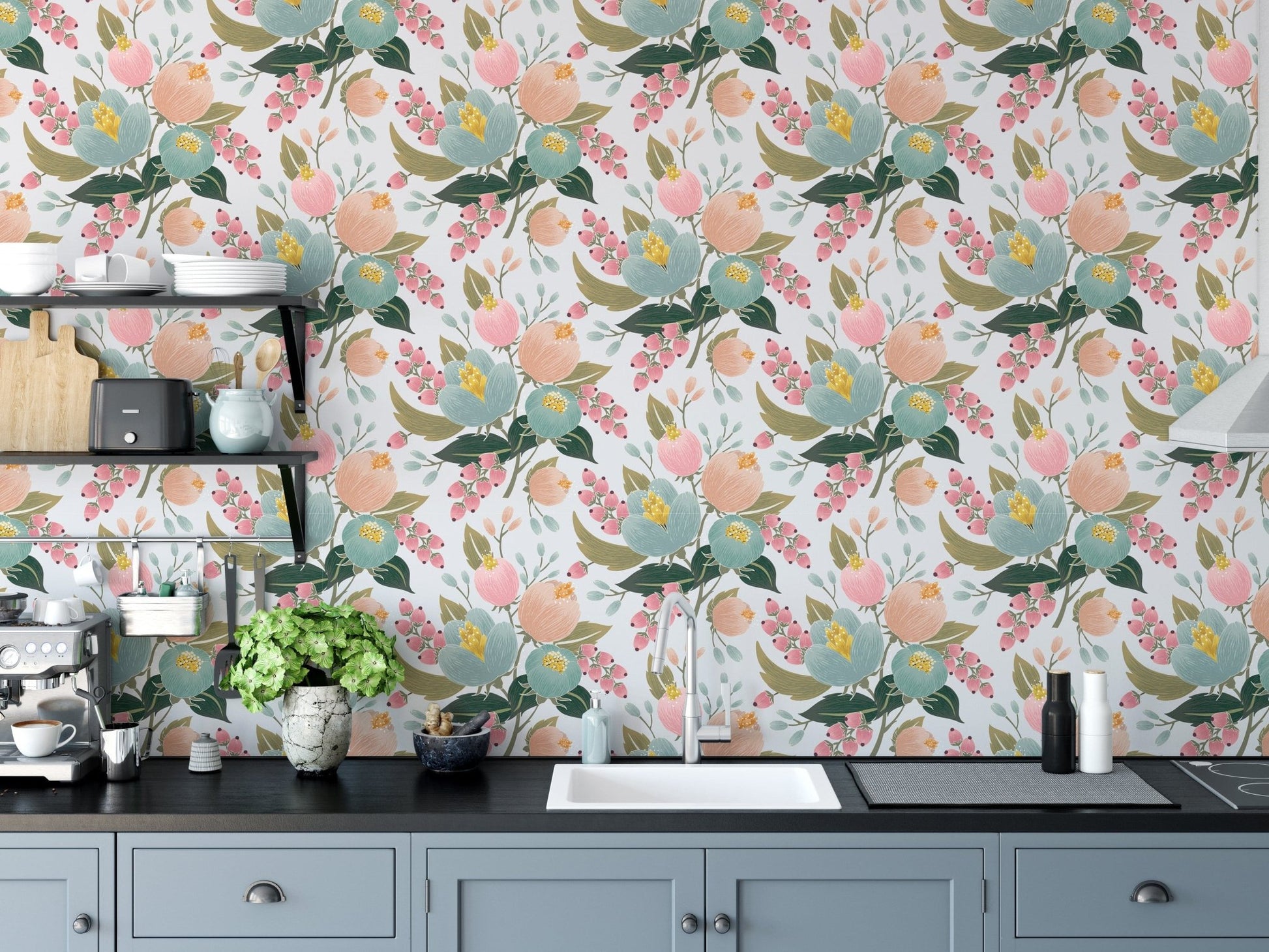 Lovely spring floral wallpaper design B084
