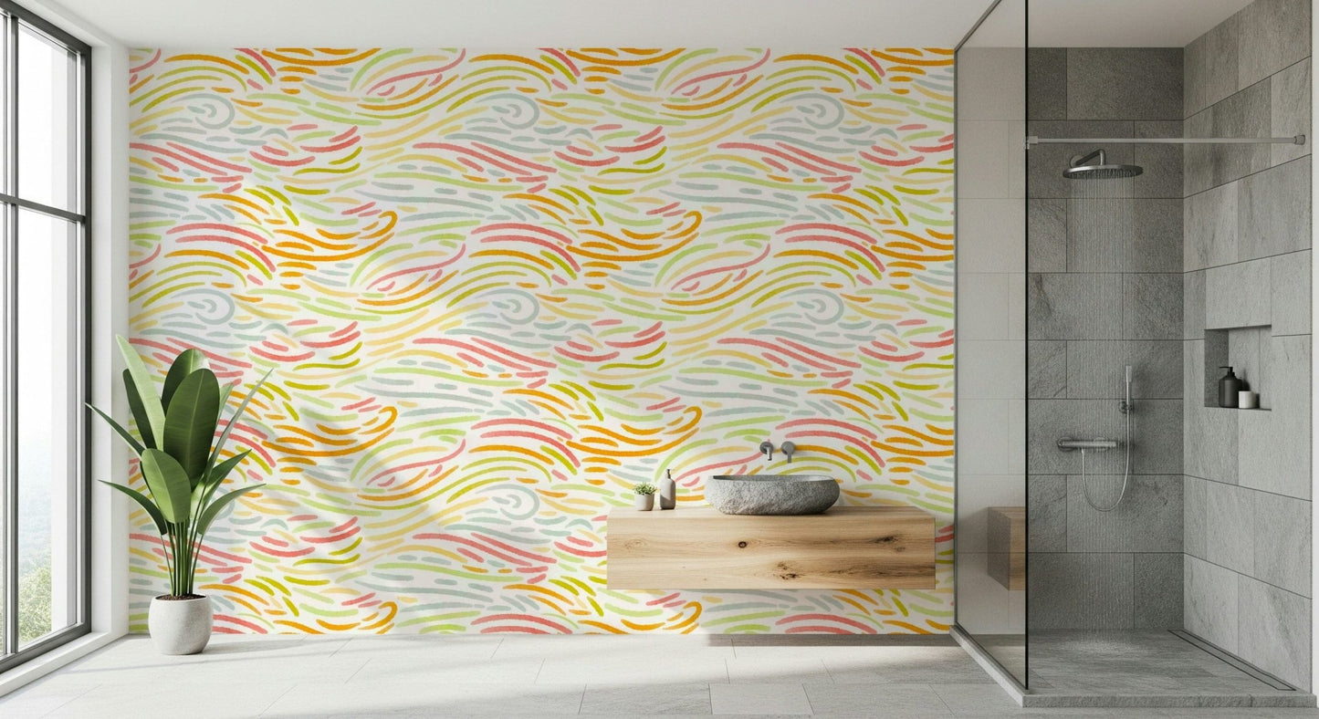 Modern Colorful Strokes designer wallpaper with abstract marks.
