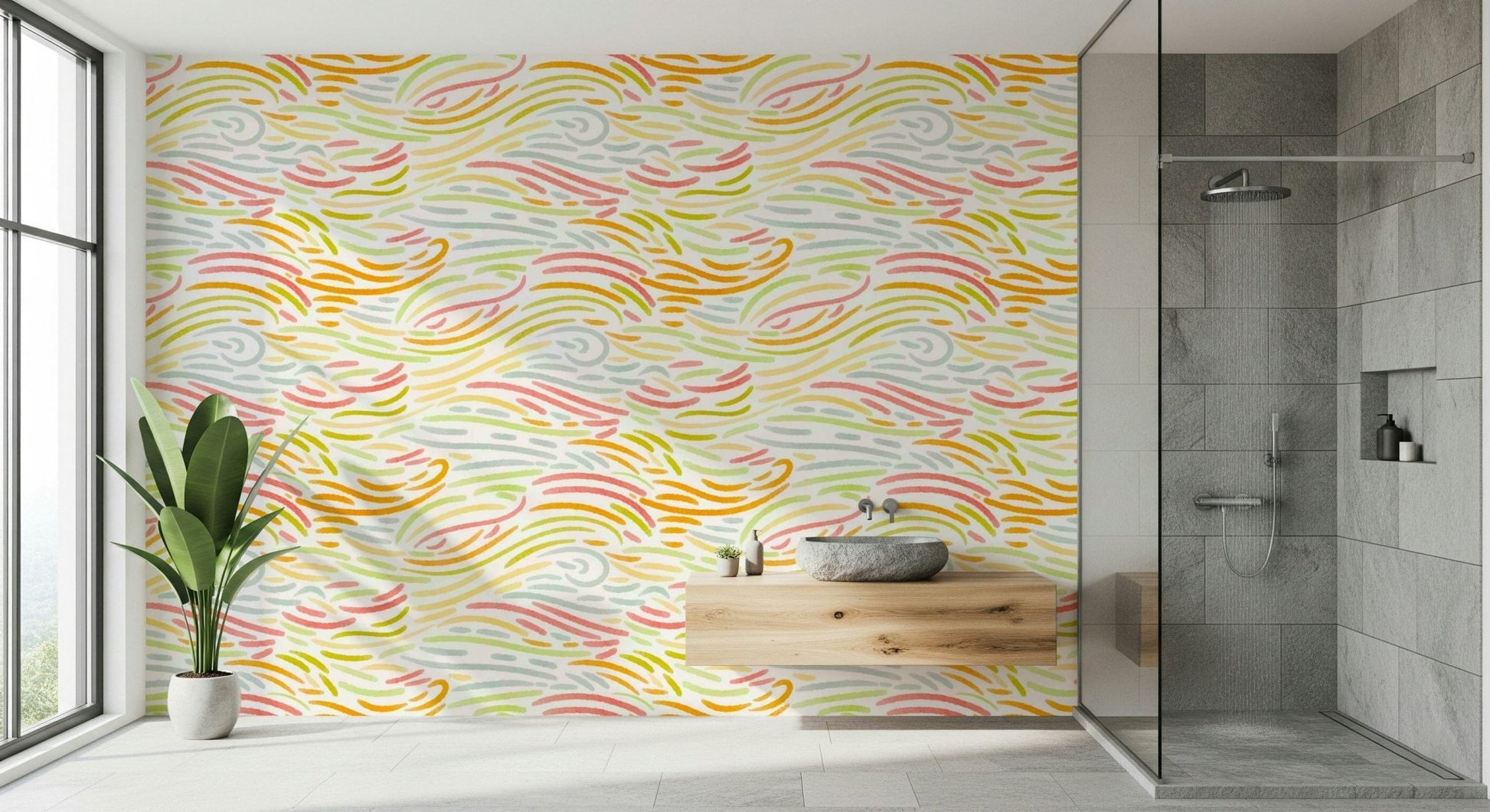 Modern Colorful Strokes designer wallpaper with abstract marks.