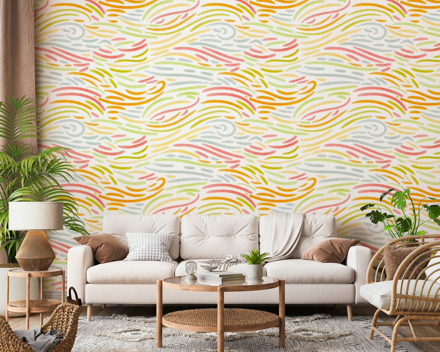Colorful Strokes Wallpaper, flowing watercolor style pattern.