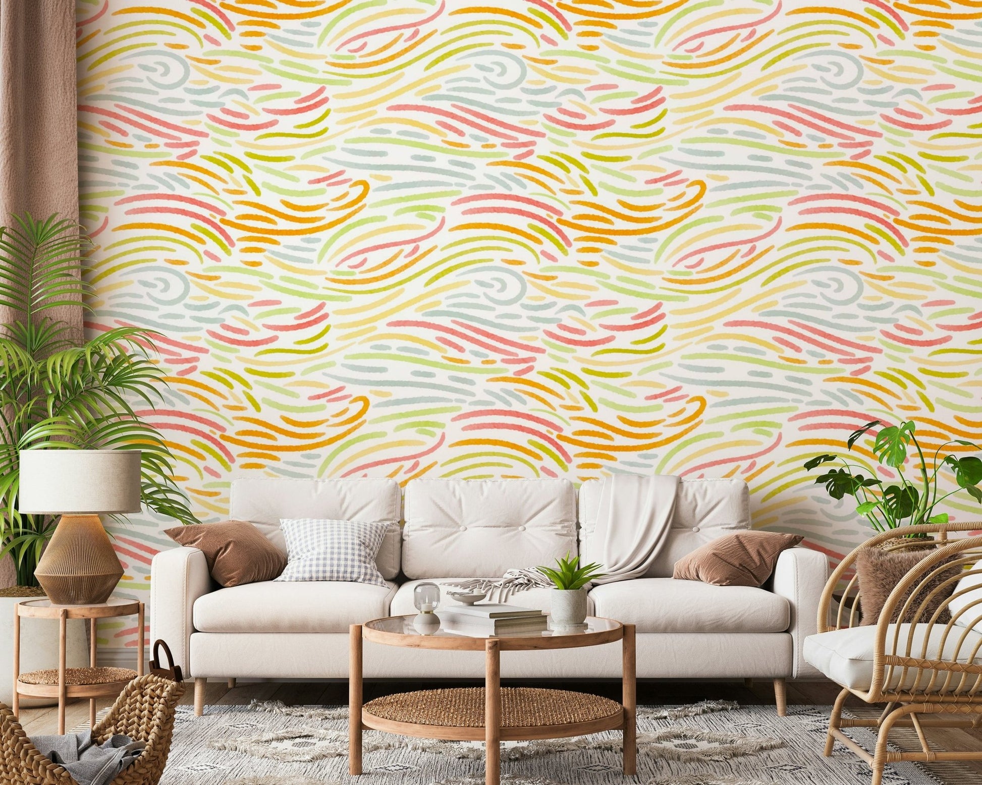 Colorful Strokes Wallpaper, flowing watercolor style pattern.