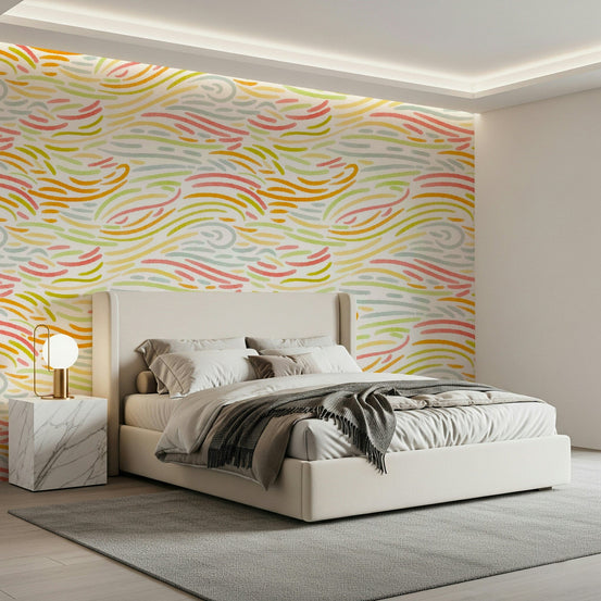 Colorful Strokes Wallpaper with wavy, light brush pattern., GD6859