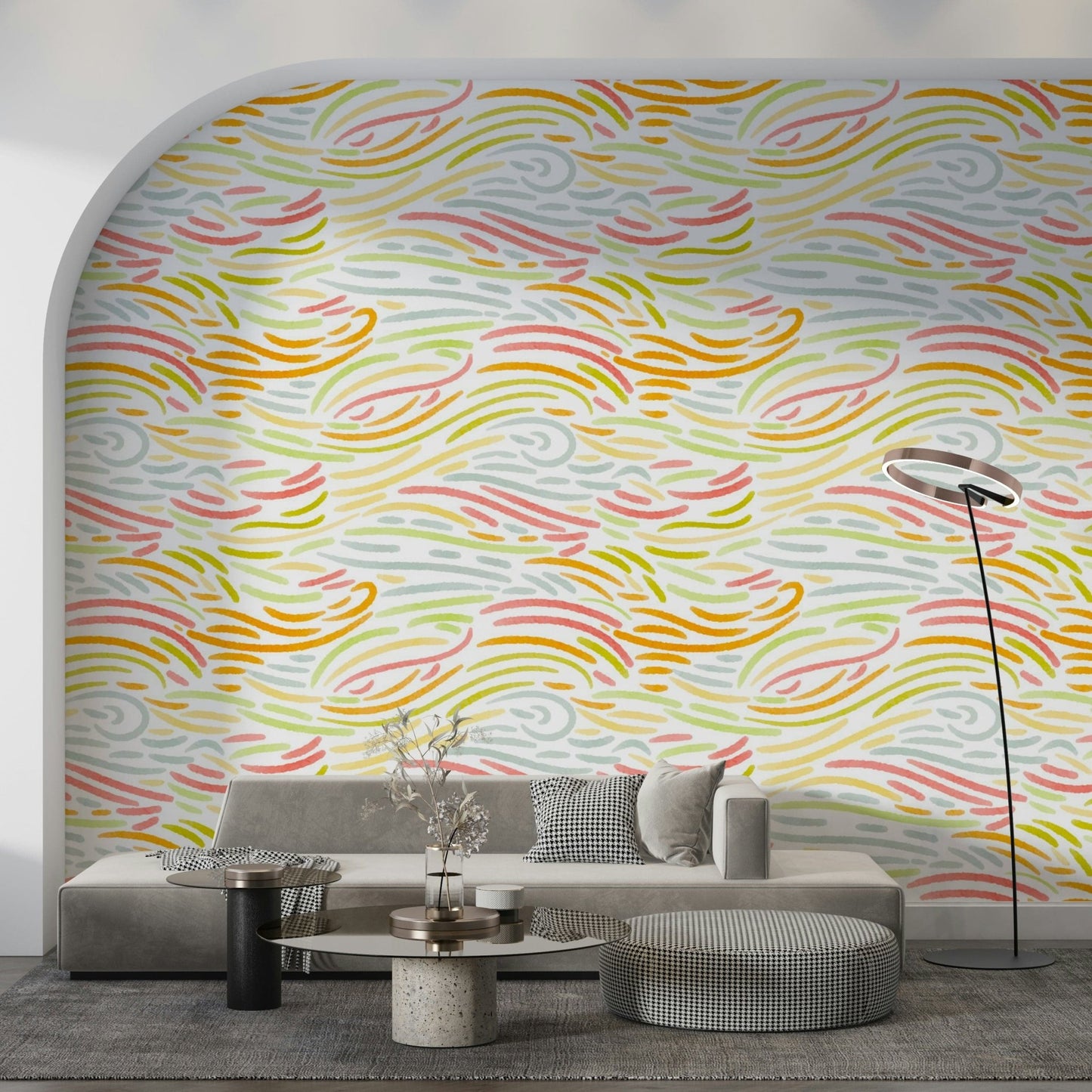 Cheerful Strokes Wallpaper perfect for nursery or living space.