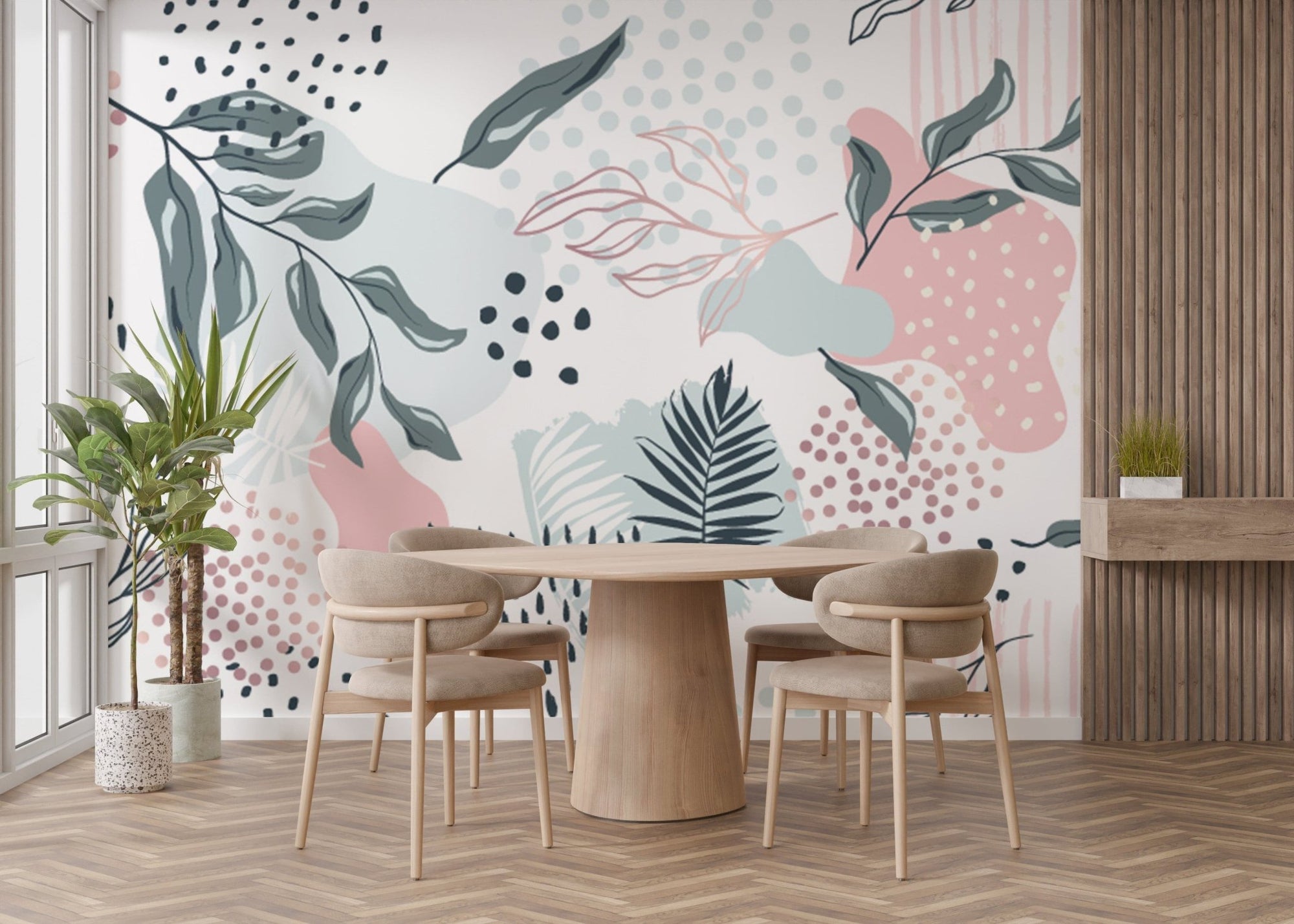 Vibrant leaves wallpaper mural for modern decor A661