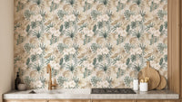 Chic floral and palm leaf wall mural
